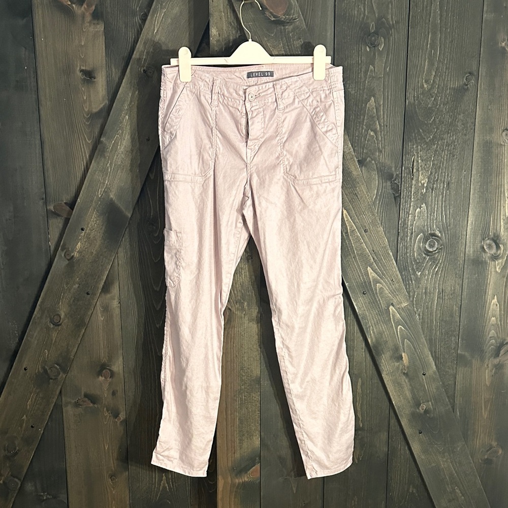 Level 99 Light Purple Linen Cargo Pants